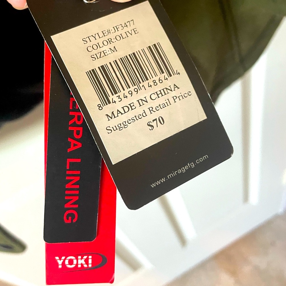 NWT YOKI OLIVE SHERPA LINED ZIP UP COAT